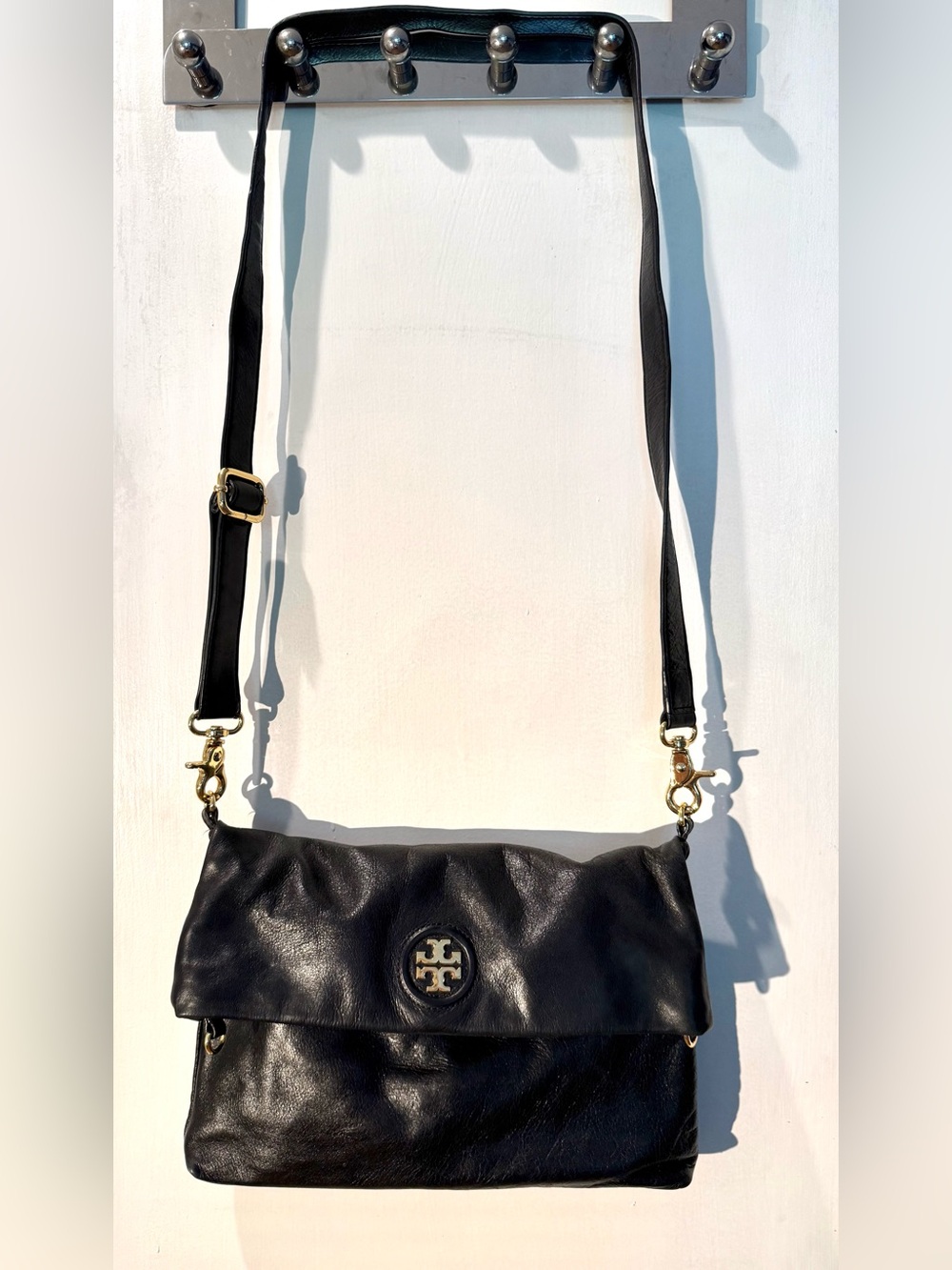 Tory Burch City Foldover Messenger Bag - Black